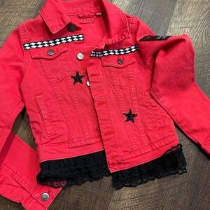 Game Day Embroidered Kidpik Red Star Embellished Jacket for Kids